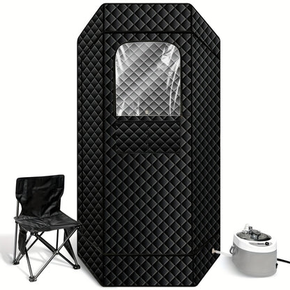 Hexagonal Sauna Room - Portable Sauna Box - Foldable Spa 1.06gal Steamer - Full Size Personal Sauna For Relaxation - Sauna Tent For Home - Remote Control & Folding Chair - 15 Levels