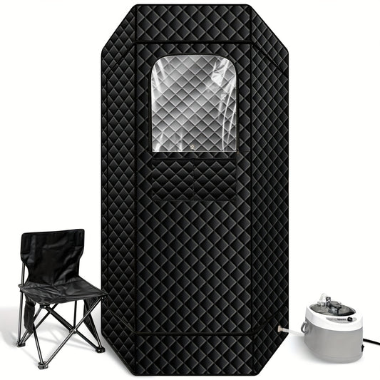 Hexagonal Sauna Room - Portable Sauna Box - Foldable Spa 1.06gal Steamer - Full Size Personal Sauna For Relaxation - Sauna Tent For Home - Remote Control & Folding Chair - 15 Levels