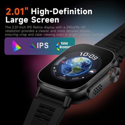 SENBONO Men'S Smart Watch with LED Flashlight, 1000mAh Battery, 2.01" IPS Display, 240*296 Resolution, Waterproof, Wireless Call, Multi-Sport Fitness Watch, Ultra-Thin Design