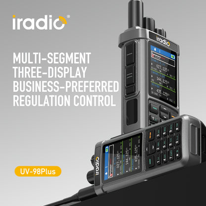 Iradio UV-98PLUS 6 Bands Walkie Talkie 10W High Power Cross Band Repeater Radio, 1024 Canales for Emergency, Outdoor, Security, Emergency Communication, Outdoor Communication, Handheld Radio, Professionalgrade Radio, Highpowe