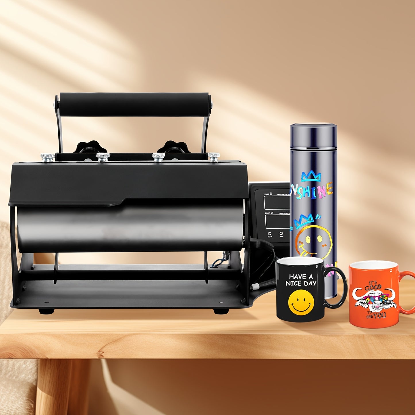 Roller Hot Press, 30oz 20oz 16oz Sublimation Ultra-thin Roller Cup Hot Press, DIY Heat Transfer Vinyl, with LCD Screen Display And Temperature Time Control, Can Be DIY Gifts