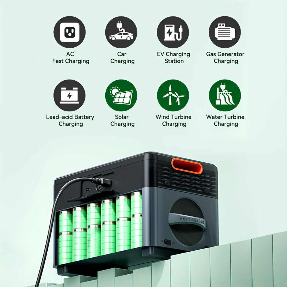 OSCAL Powermax 2400 Portable Power Station with 2pcs 400Watt Solar Panel, 2400W Solar Generator with 6× Longer Lifespan LiFePO4 Batteries, 1872Wh for Home Outdoor Camping & RV Use, Portable Generator for Camping, Camping Pow