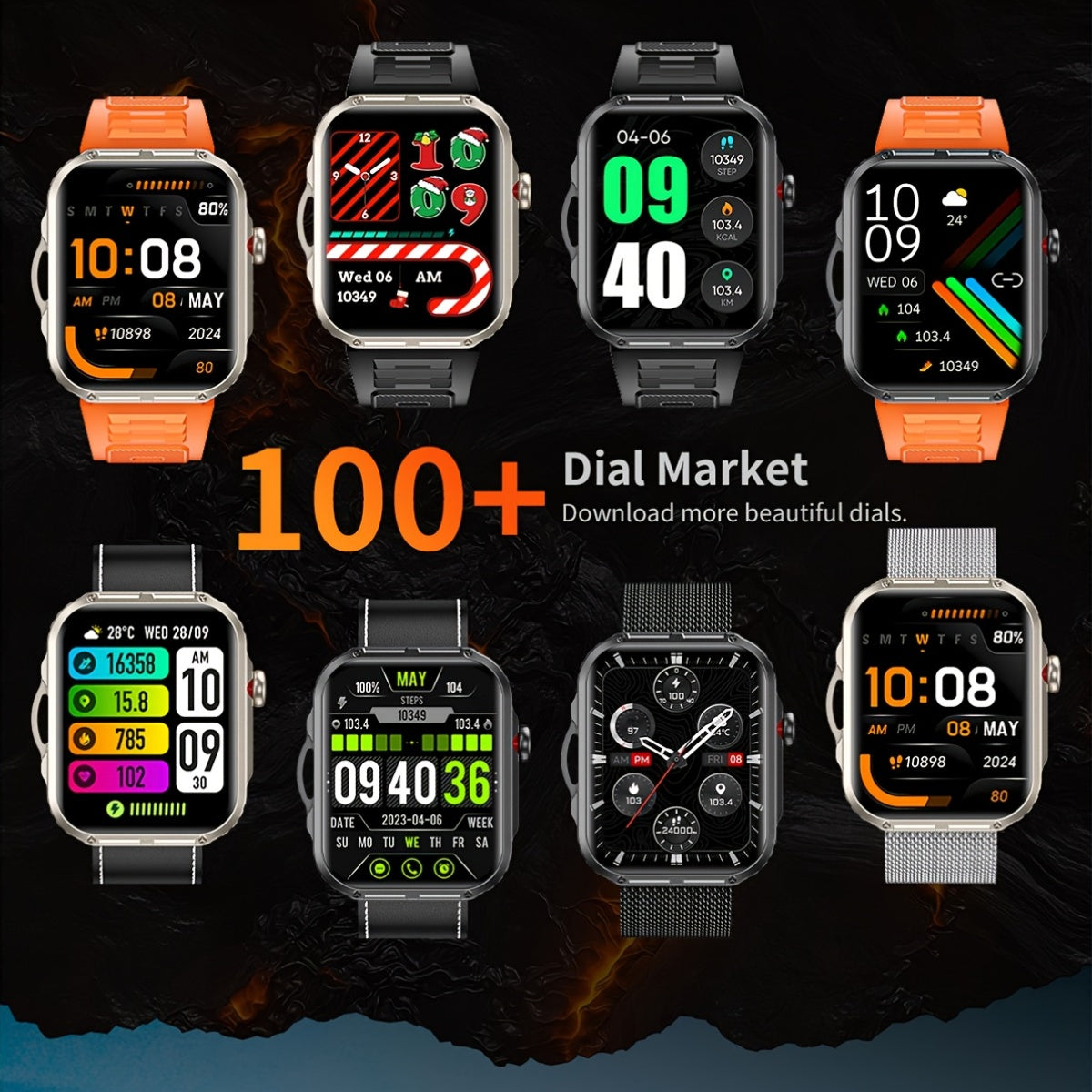 COIUSOR Smartwatch 2, 02" HD Display, Wireless 5, 3, IPX7, Multi-Mode Fitness Tracker with Real-Time Notifications, Sitz Alarm, Water Reminder, 240P Resolution, Built-in Flashlight & Voice Assistant - USB Rechargeable, Batter