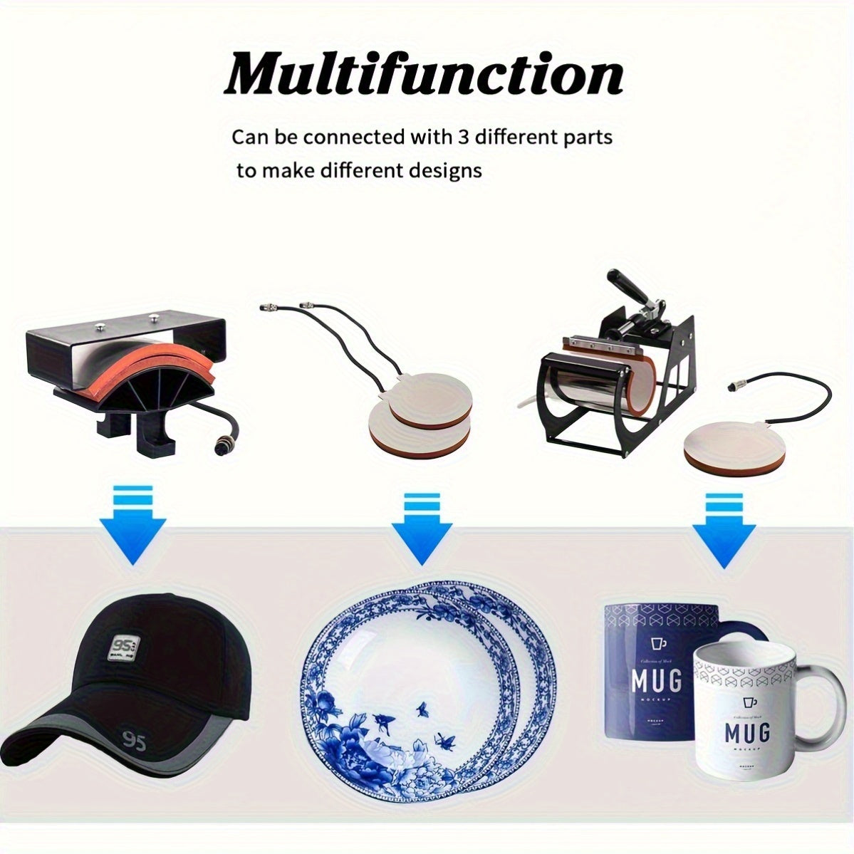 Heat Press Machine 5 in 1 Combination Sublimation Printer 2D Heat Transfer Machine for Cups, T-Shirts, And Phone Cases, with a Size of 30*38CM