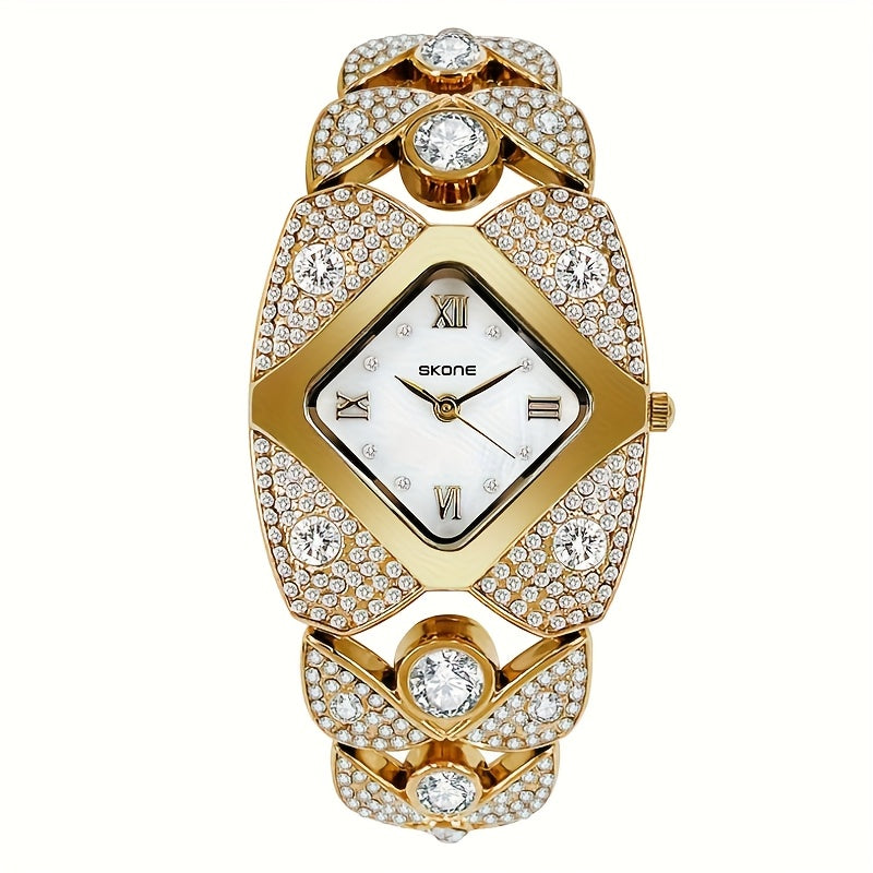 Women'S Elegant Watch - Roman Numeral Dial, Stainless Steel Band, Mechanical Movement, Non, Ideal for Business, Couples, Back-to-School, Christmas Gift, Without Battery