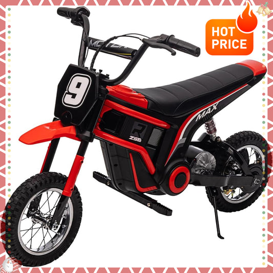 24V Electric Kids Dirt Bike - 350w Powerful Motorcycle, 3 Speed Modes Up to 14.29MPH, Off-Road Motocross Bike Gift for Ages 8-12, No.9, Christmas Gift Birthday Gift for Kids Boys Girls, Christmas Decoration