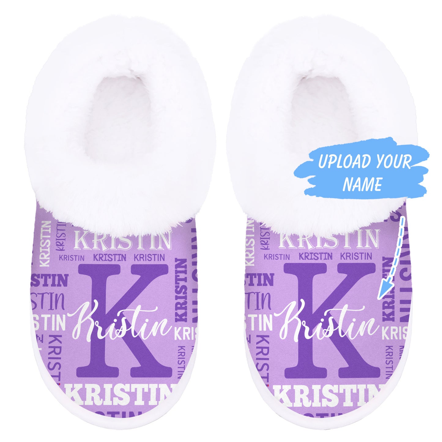 Personalized Women's Custom Name Slippers - Add Your Own Name, Non-Slip Rubber Sole, All-Season Indoor House Shoes, Machine Washable - Ideal Gift for Women (Birthday, Christmas) - Cozy Personalized Lounge Footwear, Slipon Des
