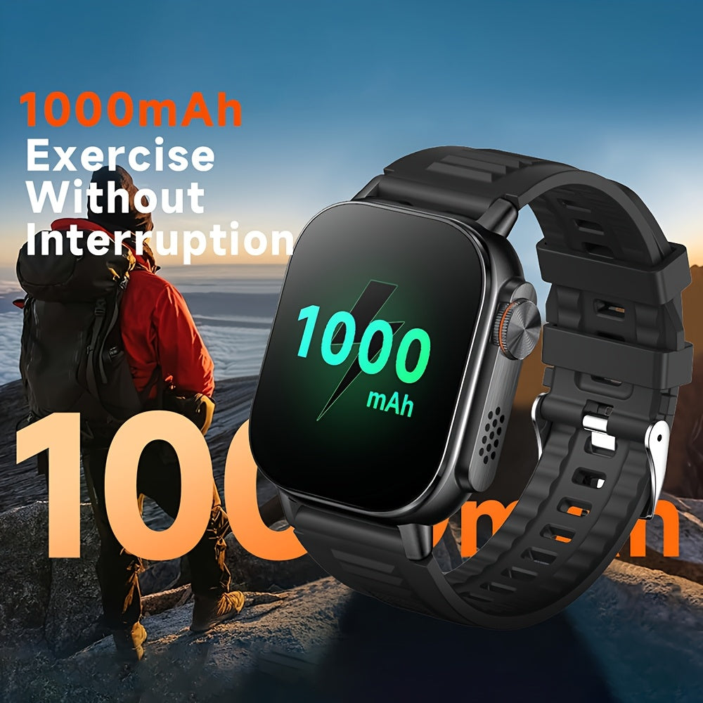 LIFEBEE New Smart Watch Full Screen Smartwatch Wireless Calling with Automatic Motion Recognition 100+ Sports Modes, Sports Watch 630mAh USB Rechargeable Battery, Step Counter, Compass Ideal for Outdoor Enthusiasts, Men & Wom