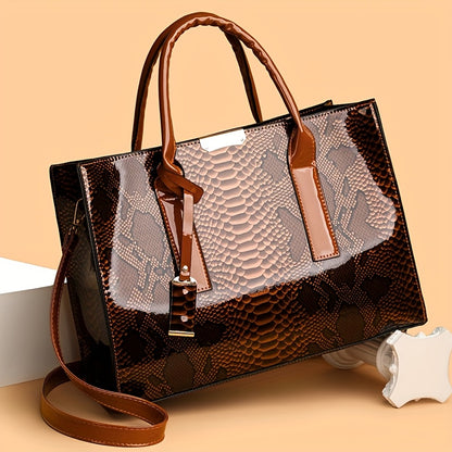 Women'S Large Capacity Elegant Handbag with Detachable Strap & Golden-Tone Hardware - Structured Tote, Golden-Tone Hardware & Zipper Closure