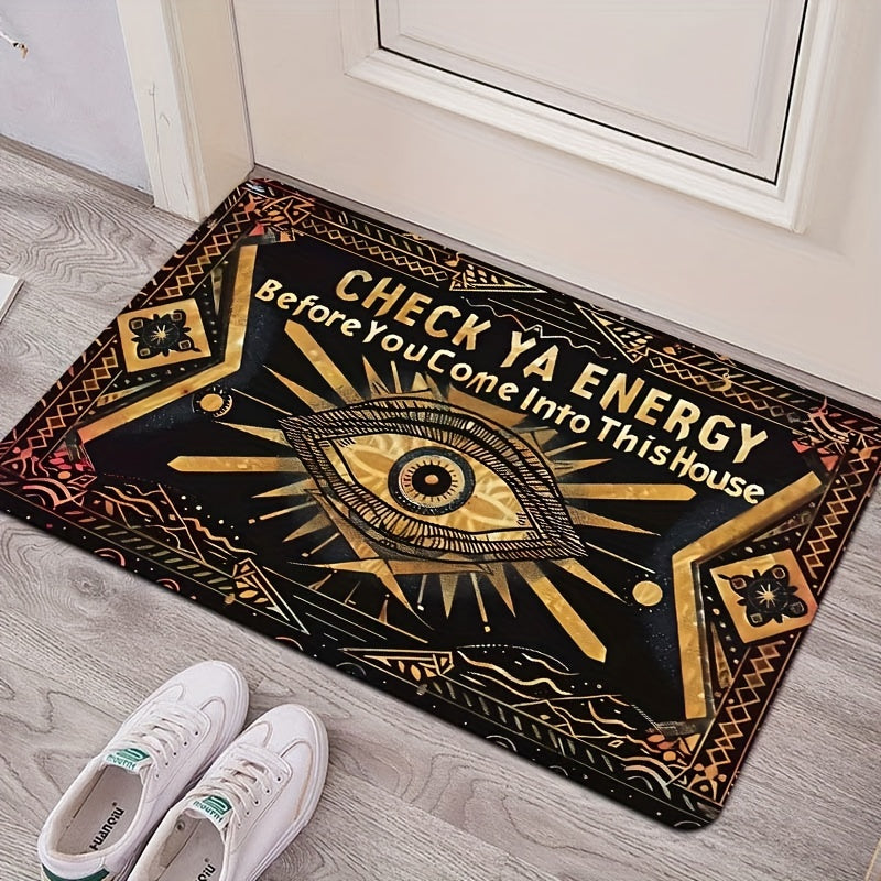 Magic Eye Check Your Energy Door Mat - Rectangular, Machine Washable, 8mm Thick, Soft Non-Slip, Suitable for Kitchen, Living Room, Bedroom, and Entryways