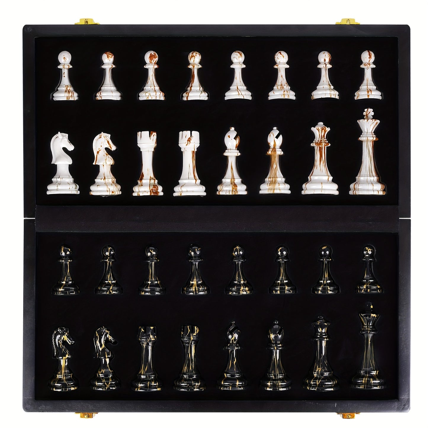15" Large Chess Set for Adults with Weighted Acrylic Chess Pieces 3.5" King & Portable Folding Marbling Wooden Chess Travel Chess Sets Family Game Gift Elegant Classic Chess Game