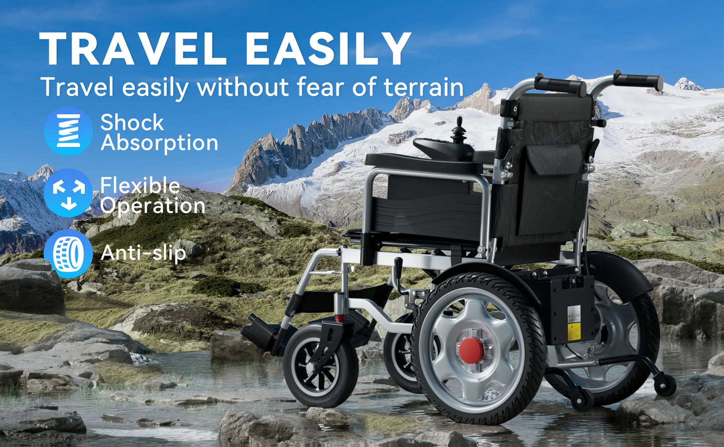 HOMYKING Ultra-Lightweight Electric Wheelchair, 360° Flexible Joystick Control, One-Second Foldable Design, 17-Mile Range, 3.5 MPH Max Speed - Perfect For Adults & Seniors - Ideal For Travel & Home Use