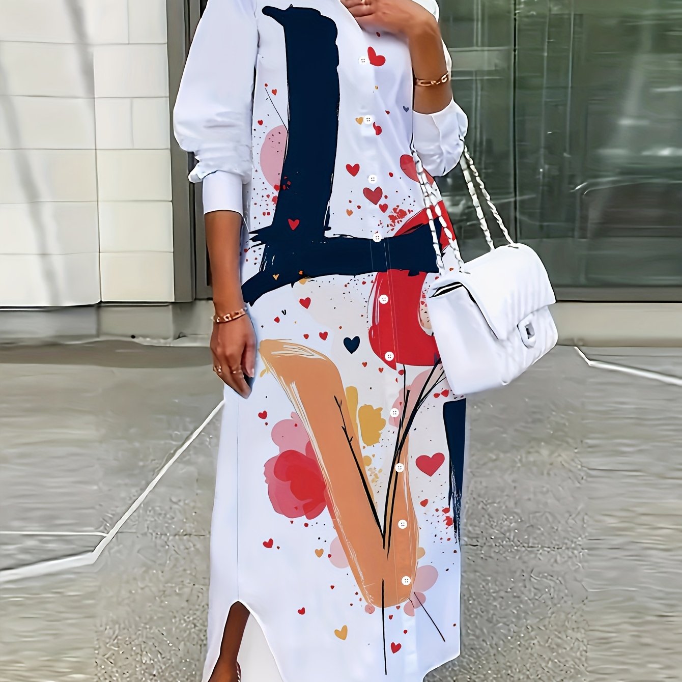 Women'S Elegant Floral Print Shirt Dress - Long Sleeve, Button-Up Collar, Lightweight, Perfect for Spring/Summer/Fall, Casual to Formal Wear, Casual Attire|Floral Print Dress| Fabric