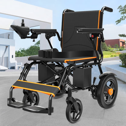 KERDOM Smart Folding Electric Wheelchair (Adult/Senior Model) - The Perfect Gift for Parents! 15+ Miles Range, 12AH Battery, 360° Joystick, All-Terrain Mobility, One-Key Folding (Black/Orange Dual Color)