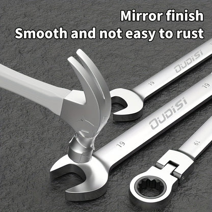 6-14pcs Professional Adjustable Ratchet Wrench Set With Storage Bag -6-24mm Durable CR-V Telescopic Head Socket Wrench Set, Suitable For Automobile, Home And Bicycle Maintenance-compact Heavy Machinery Tools.