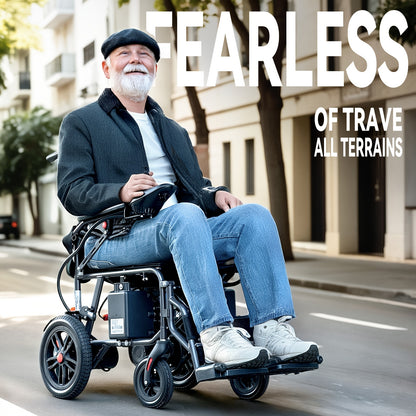 All-Terrain Foldable Smart Chair - 15+ Miles Range, 360° Smart Joystick, Dual Motor Power! for Seniors & Adults