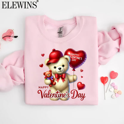 Set of 6 ELEWINS Valentine'S Day Bear-Themed DTF Iron-On Transfers - Vinyl Heat Transfer Sheets Featuring an Adorable Bear And Heart Designs, Suitable for Machine Washing. Ideal for T-Shirts, Hoodies, Jeans, Backpacks, And Pi
