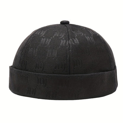 Men's & Women's Retro Snapback Brimless Melon - Beige/Navy/Black/Red/Brown/Grey with NY Logo-Like Letter Print, All-Season Casual Hat, -Filled for Warmth, Hand Washable (Unisex) for Hip-Hop & Casual Attire