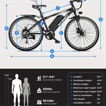 This 26-Inch Electric Bike Features a 48V 10AH Removable Battery, a Peak Power Motor of 749W, a Range of Up to 45 Miles, a Maximum Speed of 24MPH, And 7-Speed Settings for Smoother Rides. It Makes a Perfect Gift Option.