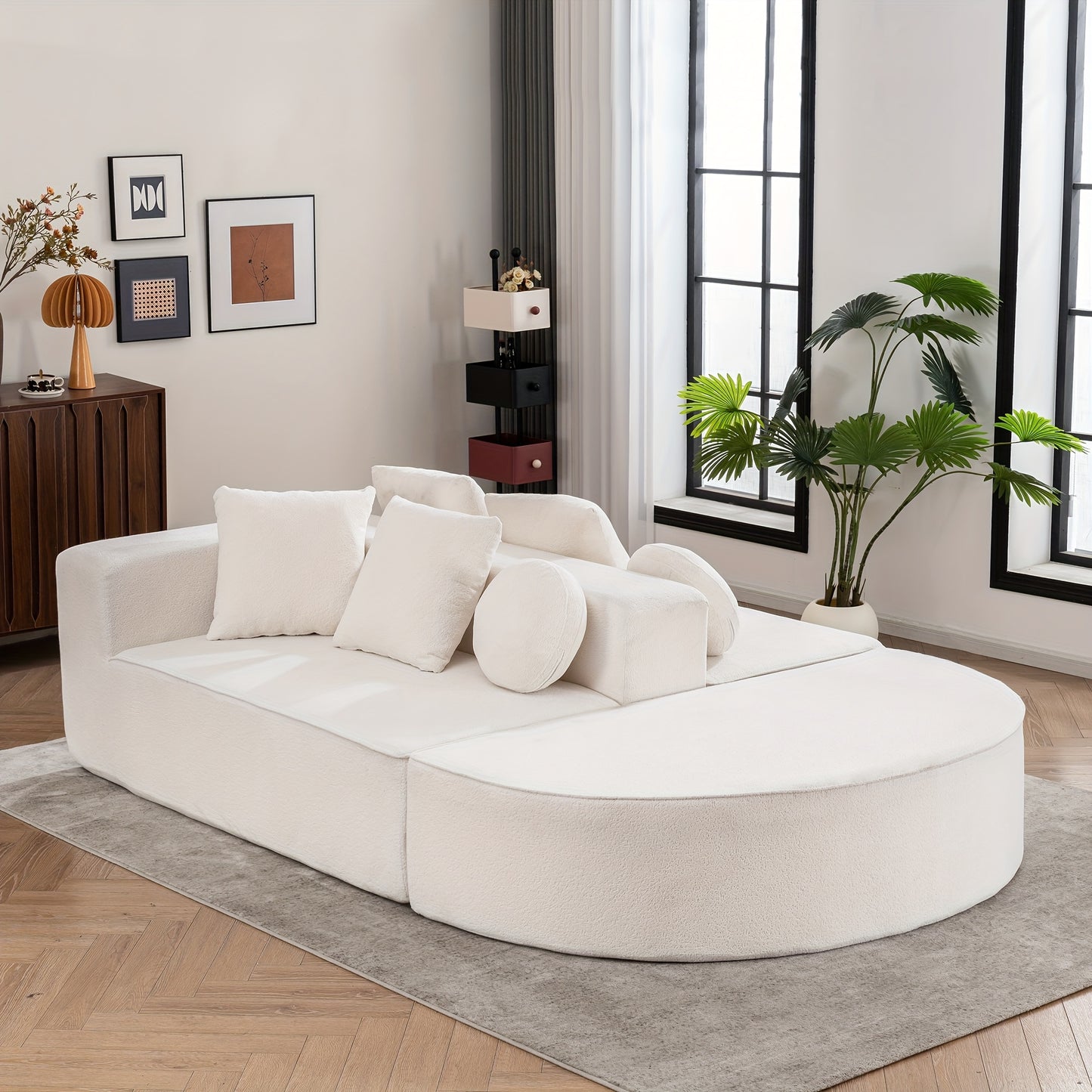Modular Foam Sofa - No Assembly Required, Easy to Move, Modern Fabric Sofa with No Frame, Deep-Seated Design, Plush Cushions, Memory Foam Filling