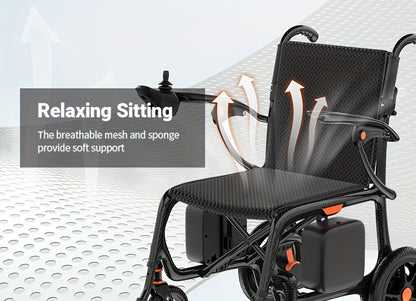 28 Miles Range 28lbs Ultra-Light Carbon Fiber Electric Wheelchair No Assembly Foldable Dual Battery All-Terrain Air Travel Safe