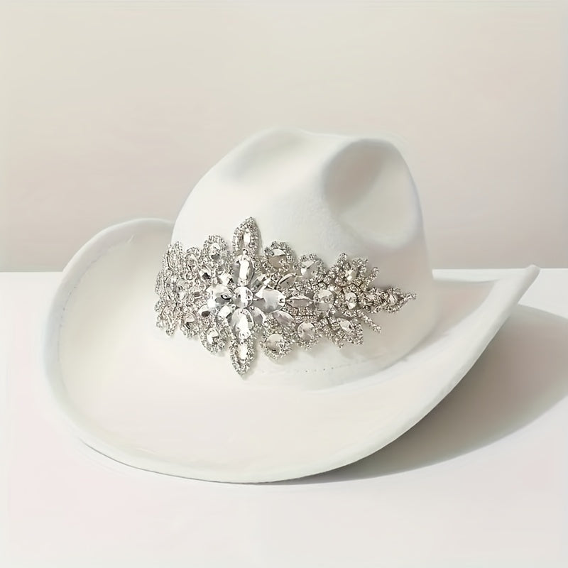 Rhinestone Cowboy Hat Sparkling for Women & Men - Shiny Western Cowboy Hat with Bling, perfect for Christmas, Halloween, Valentines Day - Wide Brim Cowgirl Hat suitable for Music Festival, Bachelorette Party, Weddings Parties