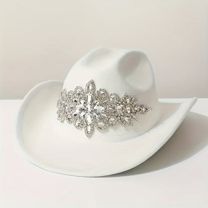 Rhinestone Cowboy Hat Sparkling for Women & Men - Shiny Western Cowboy Hat with Bling, perfect for Christmas, Halloween, Valentines Day - Wide Brim Cowgirl Hat suitable for Music Festival, Bachelorette Party, Weddings Parties