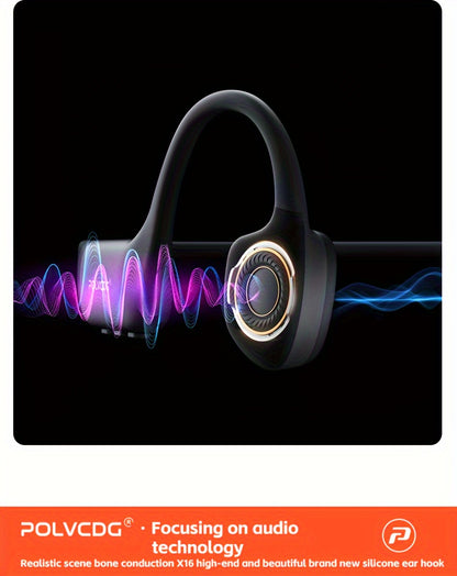 POLVCDG Audio new upgrade sound sense 2.0 X16 wireless bone conduction headset, professional sweat and, clear talk with microphone, magnetic charging port long life, large memory wireless/MP3 dual-mode one-click switch, suita