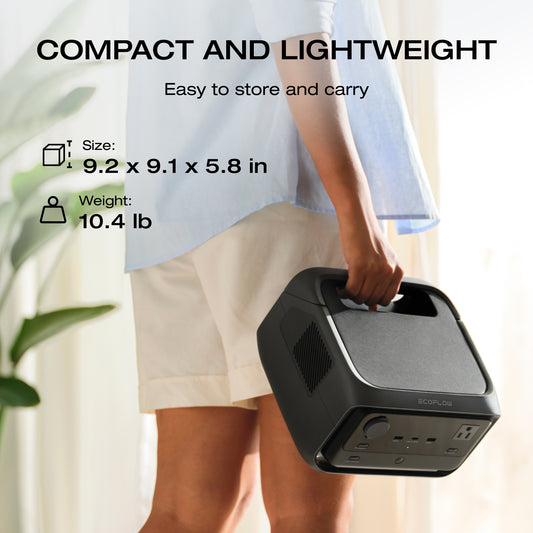 EcoFlow River 3 Plus Portable Power Station with 60W Portable Solar Panel, 286Wh LiFePO4 Battery, 3 Up to 1200W AC Outlets, <10 MS UPS,1Hr Fast Charge, <30dB Ultra-Quiet Solar Generator for Camping/RV
