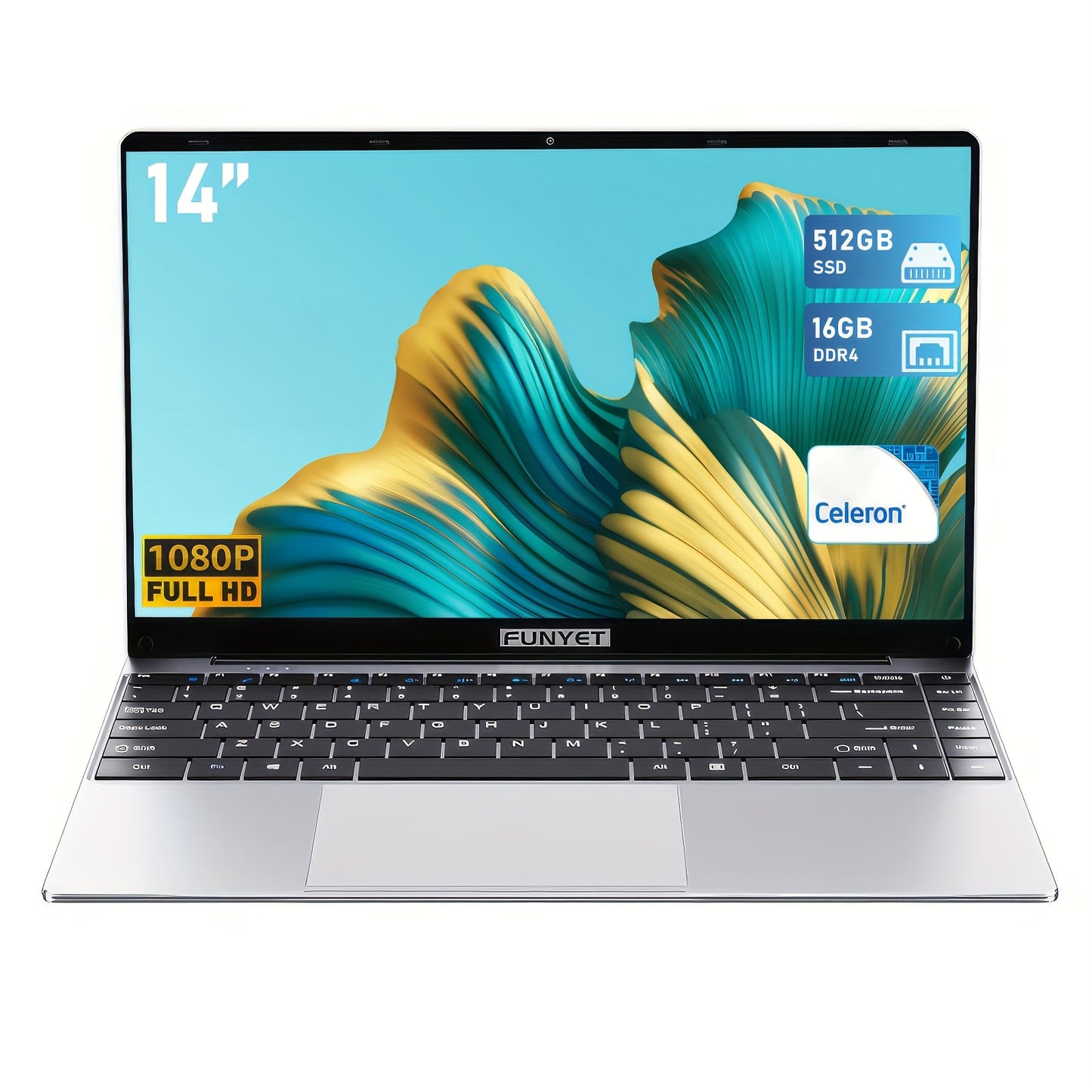 FUNYET Laptop Computer, Gaming Laptops 2026, Lap Top PC , 8GB/16GB RAM 256GB/512GB/1TB SSD, N5095 Processor(up to 2.9 GHz), FHD 1920 x 1080
