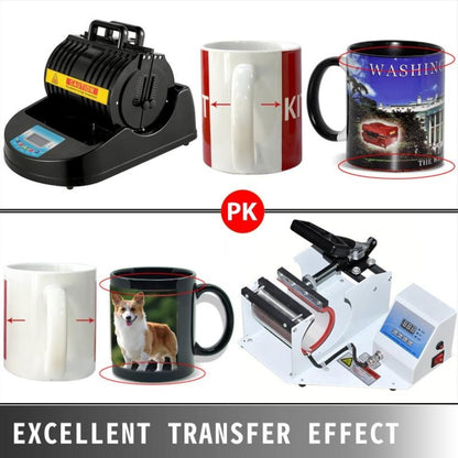 1300W Mug Heat Press Machine | 110V Black Sublimation Heat Press for Transferring Pictures on 11oz Mugs, Glasses, and Cups with Digital Control Display
