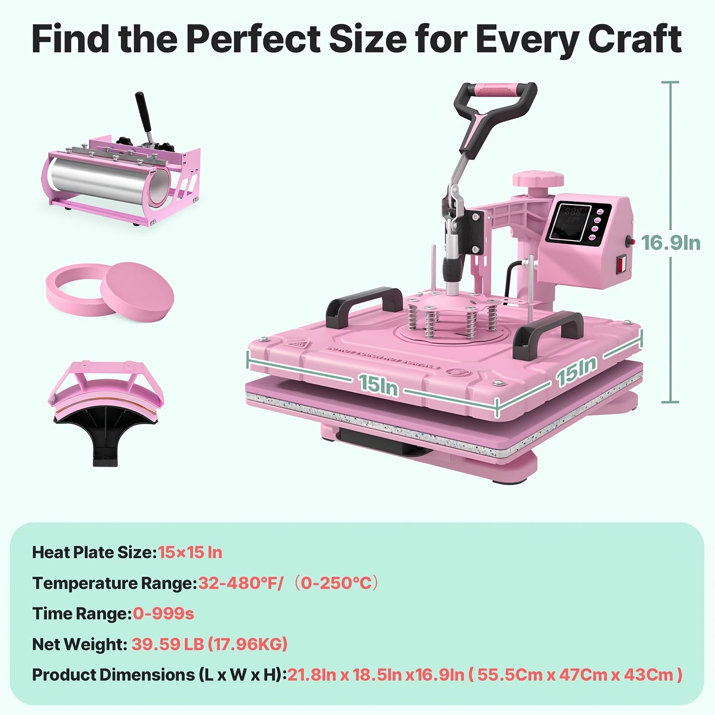 5/8 in 1 Heat Press Machine | 12x15/15x15 Inch Sublimation Heat Press, 360° Swing Away Digital T-Shirt Pressing, Includes 30OZ & 20OZ Tumbler Press, Multifunction Combo for Hat, Cap, Plate - SUTECK, Metal, 110V