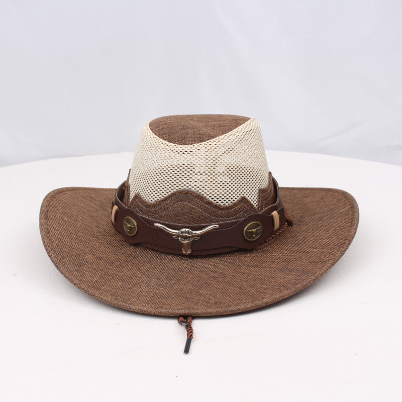 1pc Western Cowboy Hat - Lightweight Wide Brim Sun Protection, /BrownRed, for Western, Festival, Everyday, Themed Parties - Unisex Cowboy Hat for Men & Women - Ideal Western Costume Accessory Gift, Festival Gear