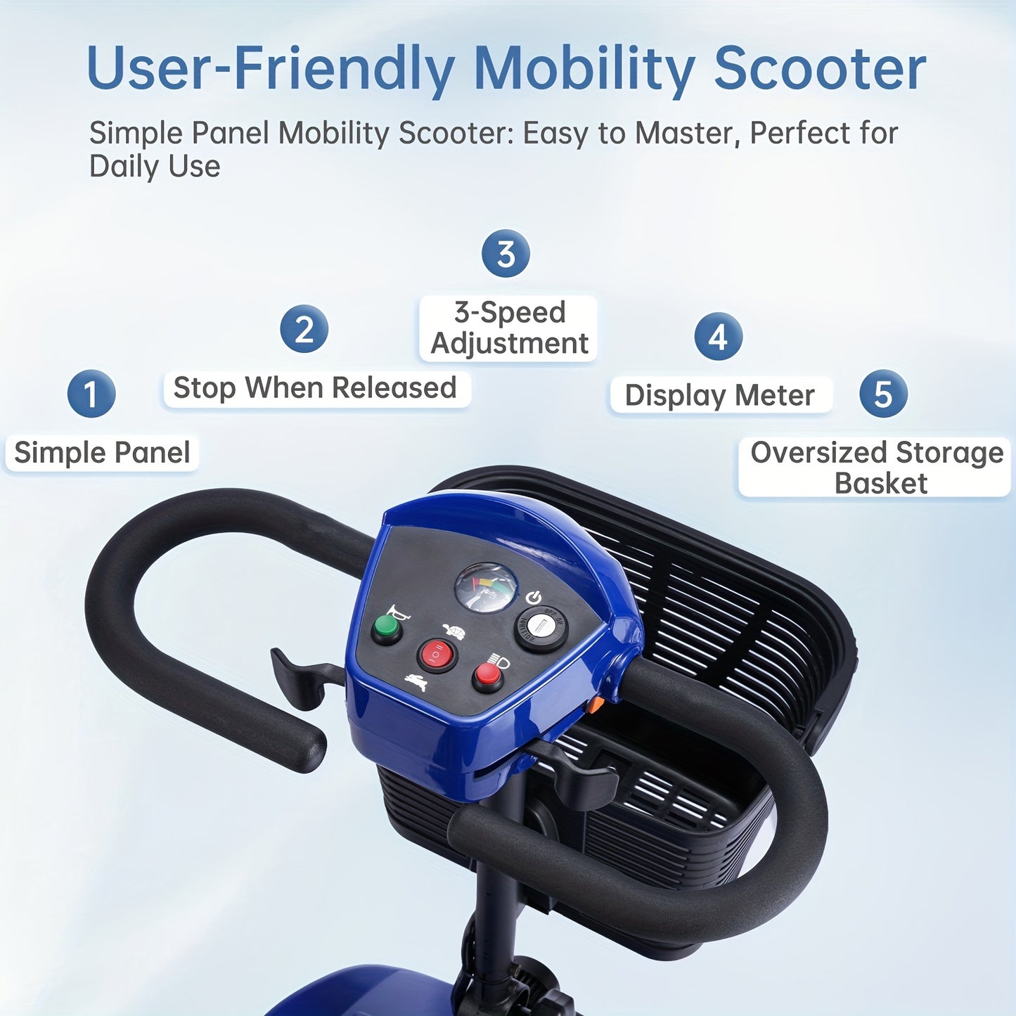 250W Mobility Scooter for Seniors Disabled, 12.6ah Battery 15-Mile Range, One-Click Fold, Detachable Basket, LED Headlights, UL2272 Certified with Tool Kit.,  Disability Assistance Device, Lightweight Scooter, Compact Design,