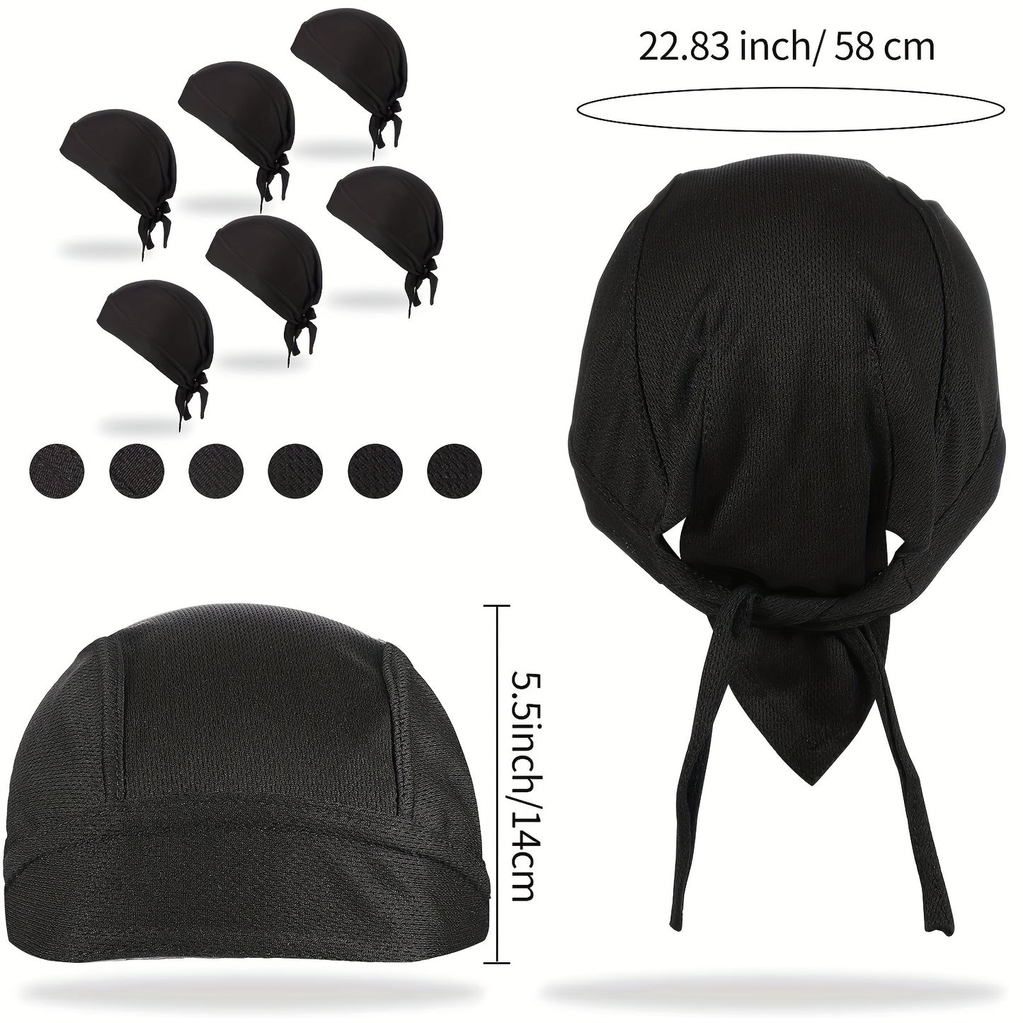 4pcs Black Skull Print Cooling & Sweat-Wicking Beanie Headbands - Unisex Polyester Headscarves for Motorcycle, Running, Outdoor - Edgy Skull & Bandage Design, Multi-Pack (Men & Women) - Breathable Headwear