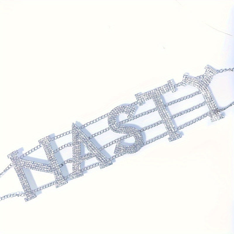 1pc European and American style NASTY letter necklace exaggerated rhinestone claw chain fashionable sexy punk neckline Women's style