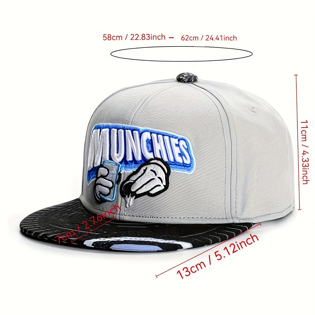 Munchies Milk & Beer Graphic Snapback Cap for Men - Adjustable Gray Polyester Hip-Hop Hat with Playful Design, Autumn Winter Sun Protection, Casual Streetwear Accessory, Outdoor Headwear, Urban Fashion, Comfortable Fit, Men's