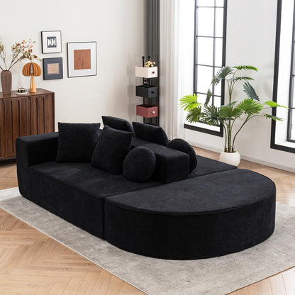 Modular Foam Sofa - No Assembly Required, Easy to Move, Modern Fabric Sofa with No Frame, Deep-Seated Design, Plush Cushions, Memory Foam Filling