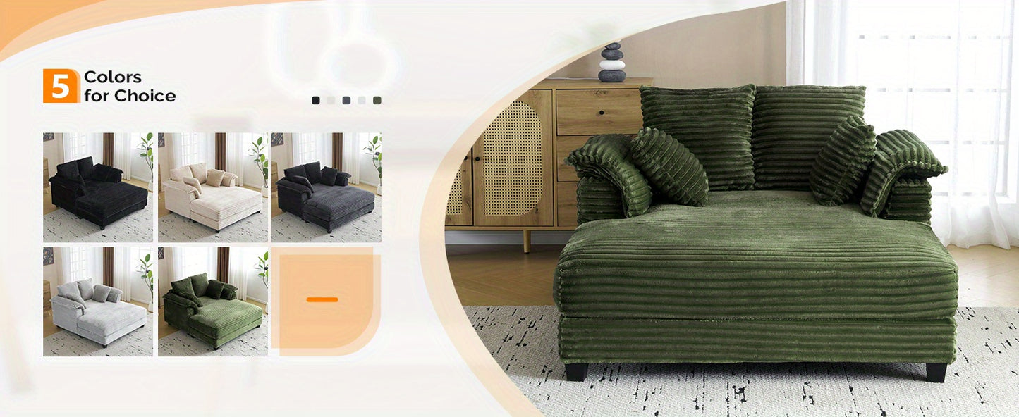 MOTOOS 56" Oversized Sofa Bed, Corduroy Recliner Oversized Sofa, Recliner Bed with Throw Pillows and Armrests, Upholstered Comfortable Sleeper Reading Chair for Living Room, Bedroom, Movie Room