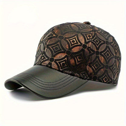 Metallic Golden-on-Green Baseball Cap - Adjustable Strap, Lightweight Hip-Hop Hat for Men & Women, Urban streetwear, Concerts, Parties - Unisex Driver Cap for Everyday & Special Events, Party Headwear, Geometric Pattern, Brea