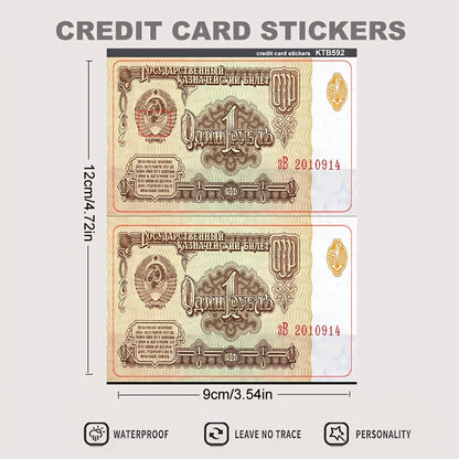 2pcs Anti-Real Money Coin Sticker Card Light Beige - Durable PVC Privacy Protection Stickers, Suitable for Credit Cards, Bank Cards and Transportation Cards - Scratch Resistant, Street Style Fashion Accessories