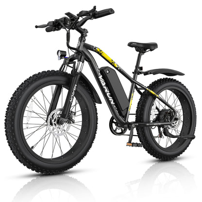 Adult Mountain Electric Bike, 500W Powerful Motor, 624wh Rechargeable Battery, With Mudguards, 7-speed Adult Fat Tire Electric Bike, Snow Riding Electric Bike, 26*4 Inches Wide Tire Bicycle, Christmas Gift, Birthday Gift