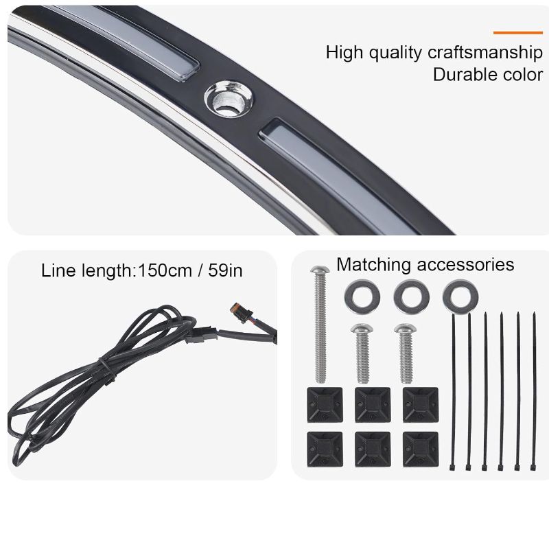 Running Turn Signal Windshield Windscreen Trim Fit for Harley 2014 Touring Electra Glide Street Glide Ultra Limited (Chrome Windshield Trim, LED Running/Turn Signal, Smoke Lens)