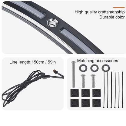 Running Turn Signal Windshield Windscreen Trim Fit for Harley 2014 Touring Electra Glide Street Glide Ultra Limited (Chrome Windshield Trim, LED Running/Turn Signal, Smoke Lens)