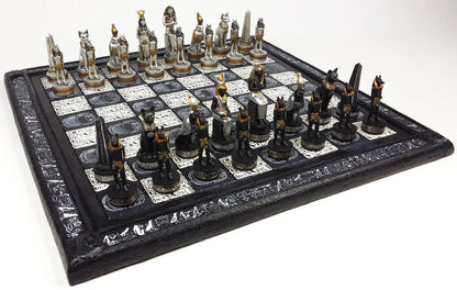 Egyptian Anubis Black Silver and Gold Chess Set w/ 16" Hieroglyphics Board – Top Trending Chess Set, Best Seller, Limited Stock, Fast Shipping, Popular Choice, Must-Have, Top Rated, Customer Favorite, Top Hot Seller, Perfec