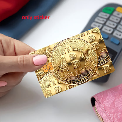 Golden Bitcoin Eye-Catching Stickers for Bank Cards, Credit Cards, Debit Cards, Transit Cards, and Room Key Cards, Key Card Decor, Trendy Embellishments, Decorative Labels, Travelers, Card Collectors