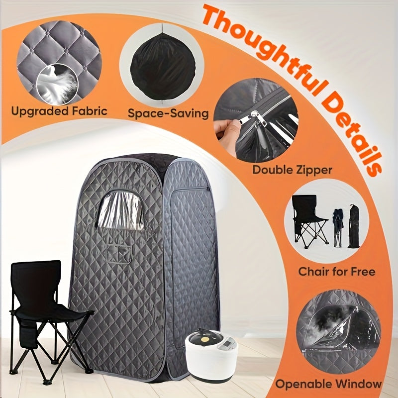 Single Sauna Sweat Steamer, Equipped with Steam Generator, Folding Chair, American Standard Plug, Can Also Steam Sauna At Home, Convenient And Movable, Ideal Family Gift