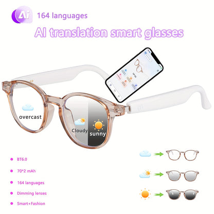 AI Smart Glasses, Smart Glasses with 160 Languages Real Time Translation Support, Chat GPT System, HVESBSFSYNew Multi-functional Audio Glasses for Men And Women, Built-in Microphone And Speaker, HD Voice Calls And HIFI Music