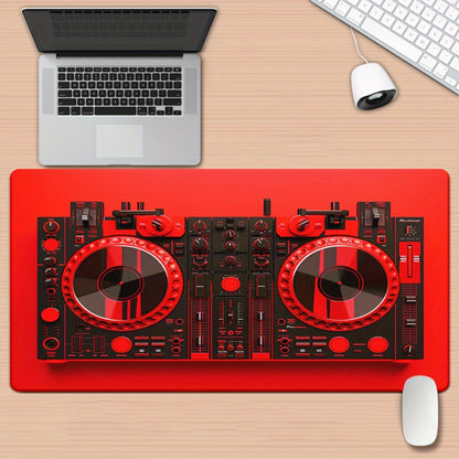 1pc XXL Red DJ Equipment Design Gaming & Office Mouse Pad - Non-Slip Rubber Base, Multi-Functional Large Desk Mat for Computer, Music Production, DJ Setup, Home & Studio Decor, Dj Gifts, Computer Workspace, Modern Workspace,