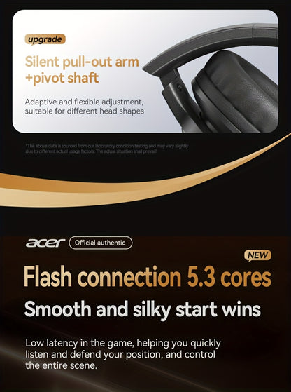 [Hi-Fi Acer Headphones] Acer OHR559 Over-Ear Headphones | Hi-Fi Heavy Bass, 60h Ultra-Long Battery Life, Wireless & Wired Dual Mode, Low-Latency Gaming, Extra-Large Diaphragm, Comfortable Fit